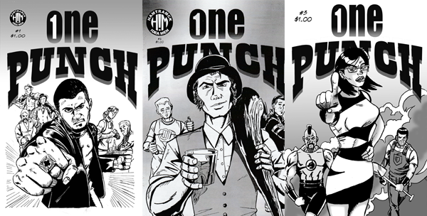 The three covers of the 'ONE PUNCH' series